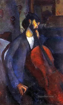 el violonchelista 1909 Amedeo Modigliani Pinturas al óleo